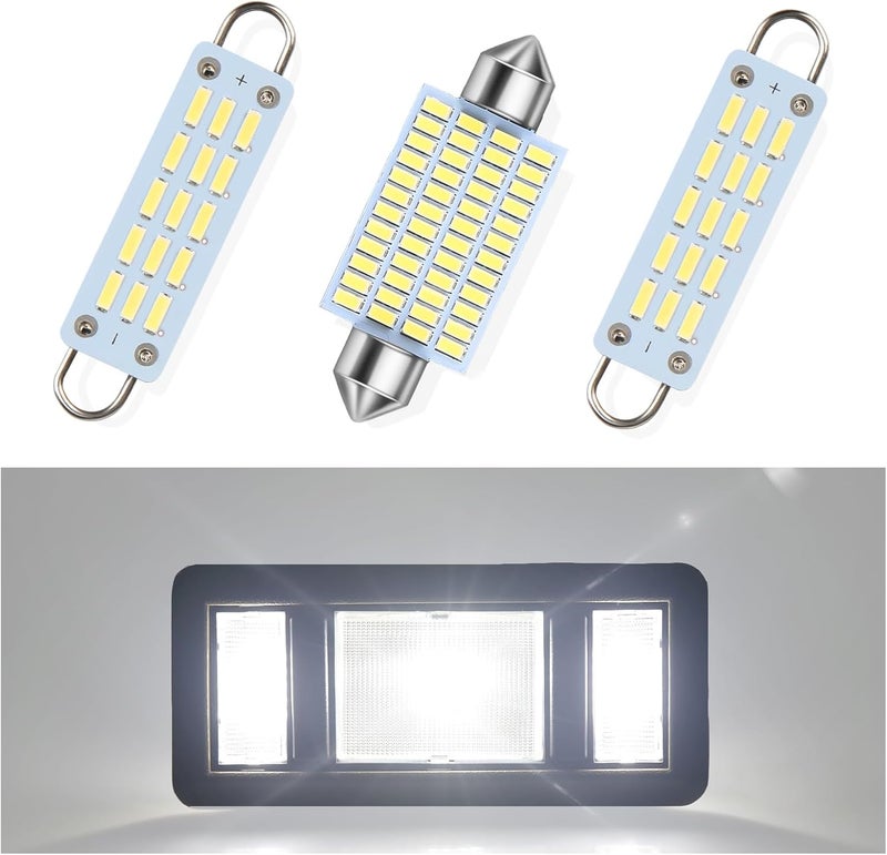 RAVSOFT interior LED Map Dome light bulbs kit assembly For Chevy K1500 K2500 GMC C1500 C2500 1988-2000, Silverado Sierra 1988-1998 Pickup 6000K White, 2 Map + 1 Dome LED light - Image 1